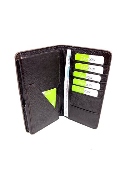 DERKON Genuine Leather Unisex Wallet with Phone Compartment