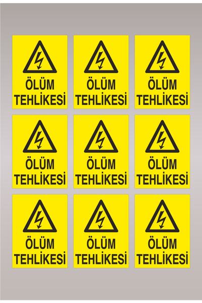 Ölüm Tehlikesi Uyarı Levhası Etiket Baskı 12cm X 9cm - 100 Adet