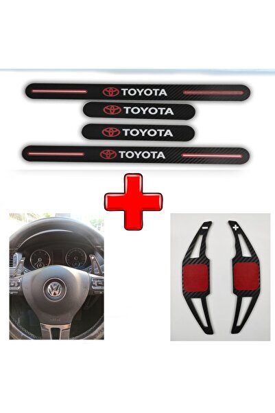 Aksefuar Lazer Toyota Yaris Exclusive Carbon Kapı Eşiği + F1 Kulakçık Uyumlu