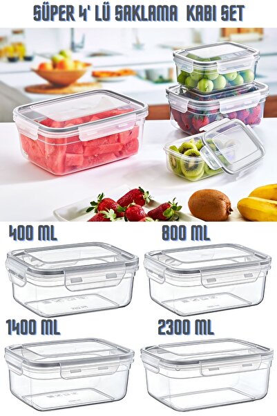 Tuka Home 4'lü Süper Sızdırmaz Saklama Kabı Set