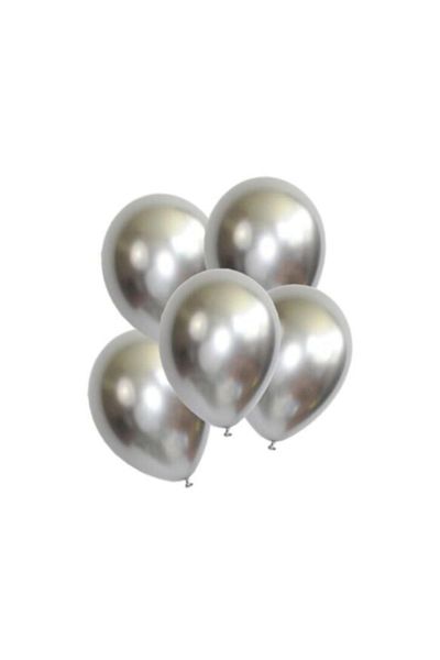 BalonEvi 100 Pieces Metallic Silver Balloons