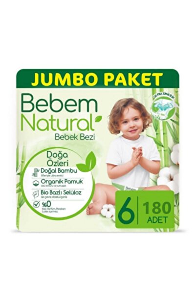 Bebem Natural حفاضات ناتشورال بيبيم - مقاس 6 كبير جدًا، 180 قطعة (60*3 عبوات)