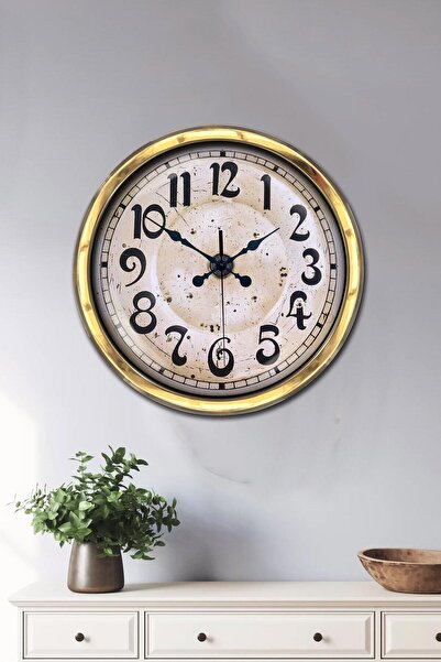 Genel Markalar Hediyelik Duvar Saati 40 Cm Metal Gold Renk England Modeli