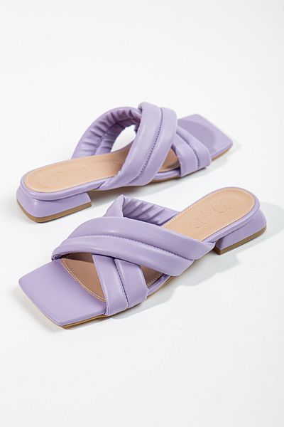 SUENO SHOES Women's Lilac Cross Soft Strapped Flat Slippers