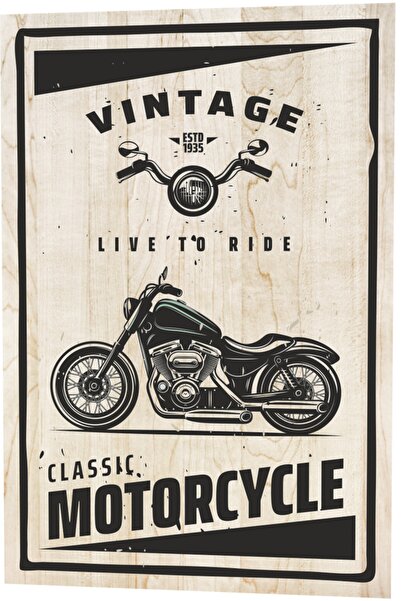 Hayat Poster Vintage Live To Ride Класичний мотор з дерев'яним візерунком Рет...