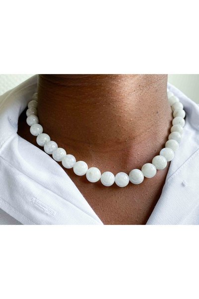 Mucize Taş Moon Stone Natural Stone Necklace 10 Mm