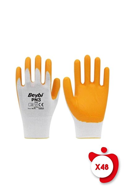 Beybi Pn3 Yellow Polyester Knitted Nitrile Work Gloves Size 10 48 Pairs