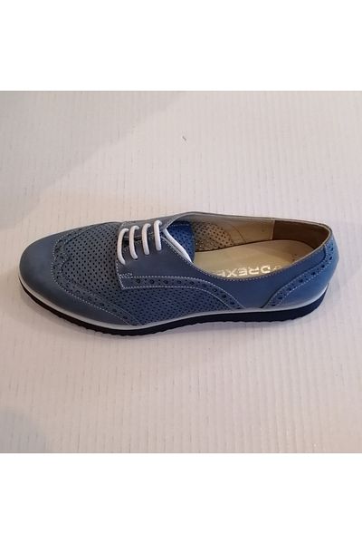 Drexel Women's Genuine Leather Blue Staple Perforated Soft Lightweight Lace-up Shoes