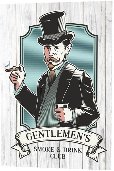 Hayat Poster Ανδρικό ξύλινο μοτίβο Centilmen Gentlemen Club Kibar - Ρετρό vin...