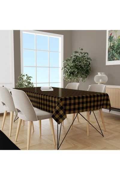 Adawall Yellow Black Square Tablecloth International Washing and Colorfastness Certificate 160 X 220cm, Fabric Fine Linen
