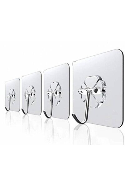 Seram Collection 4 Adet 6x6cm Şeffaf Güçlü Kendinden Yapışkanlı Kapı Duvar As...