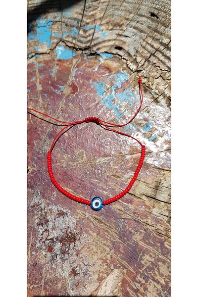 Atolye Ferda Red Evil Eye Beaded Anklet