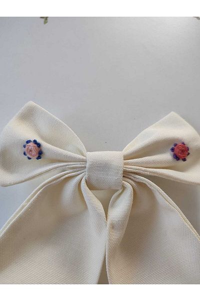 Sare Çocuk Giyim Broderie organică lucrată manual, cu agrafă, cu litera A, cu model, cu cataramă cu fundă
