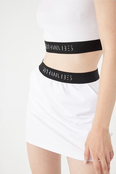 gothamvibes Fustă Bang albă Snap de damă 