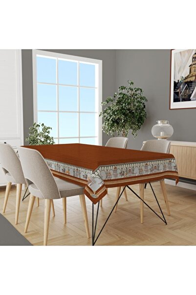 Adawall Brown Tablecloth (International Washing and Color-Fastness Certificate) - 160 X 220cm, Fabric Fine Linen