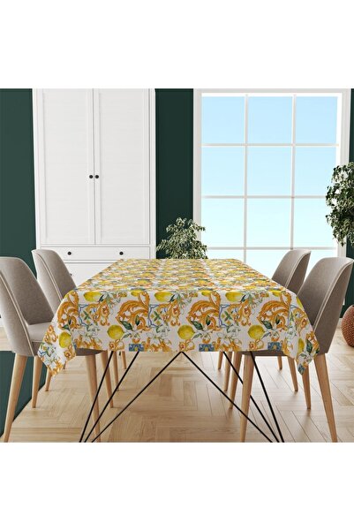 Adawall Lemon Design Tablecloth - (Fine Linen, International Wash and Fade Certificate)