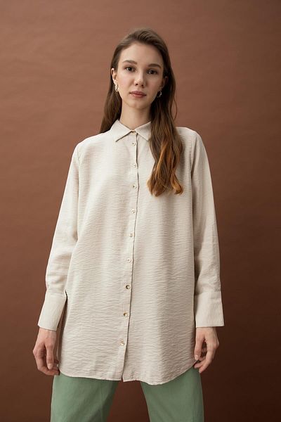 DeFacto Relax Fit Shirt Collar Long Sleeve Tunic