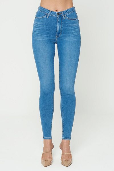 CROSS JEANS جودي بنطال جينز أزرق متوسط الخصر بسحاب نحيف C 4521-161