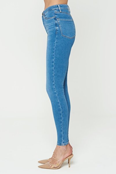 CROSS JEANS Judy Medium Blue High Waist Zippered Skinny Fit Jean Trousers C 4521-161