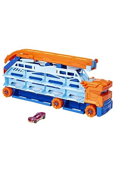HOT WHEELS Hız Rampalı Tır, Taşıyıcı Tır, 1 Adet Araba Dahil, 20'den Fazla 1:64 Ölçekli A