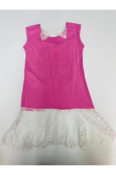 Baby Slon Kids Clup Yazlık Tül Etekli Pullu Paris Yazılı Kız Çocuk Tunik Elbise