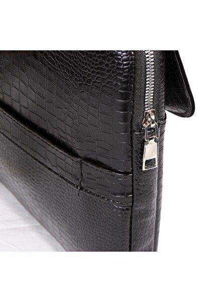 D'VERS حقيبة كمبيوتر محمول مقاومة للصدمات متوافقة مع التمساح الأسود مقاس 15-15.6 بوصة