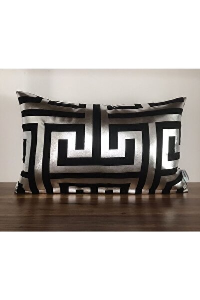 KIRLENTİM Black Floor Maze Silver Foil Throw Pillow Cover-5030