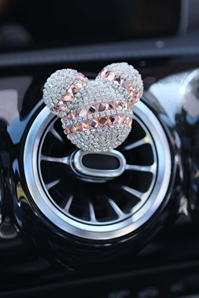 tasarım arabam Panda Koku Gümüş Taş & Çift Rose Gold Baget Taş Oto Klima Pete...