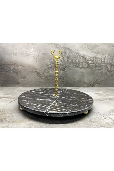 Modestmar Natural Marble Serving Presentation Plate Gold Deer Stick Presentat...