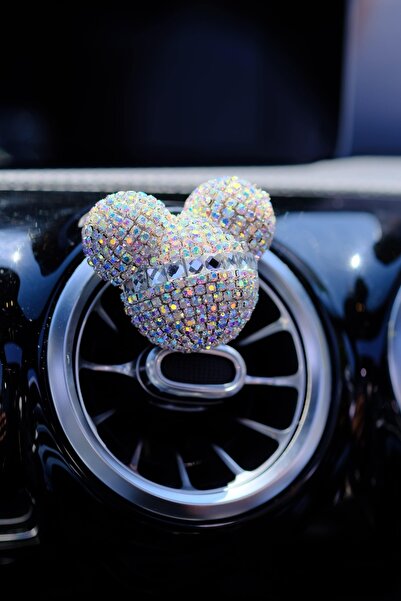 TASARIM ARABAM ATİKE ELİF AKIN Yaldızlı Gümüş Bagetli Taşlı Panda Figür Oto K...