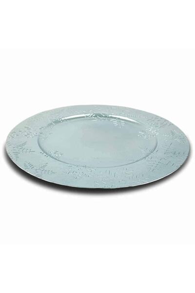 Alesta Home Kar Taneli Gri Yuvarlak Sert Plastik Tabak 33cm