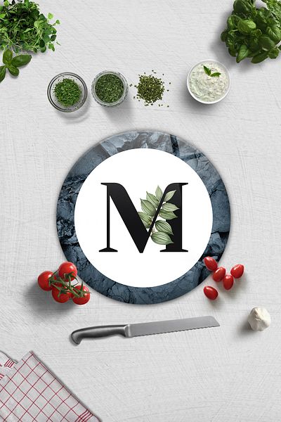 Decorita Glass Cutting Board - Glass Cutting Board |   Letter Design |   M |   Diameter32Cm