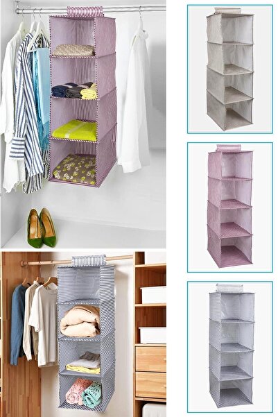 YFHOME Asılabilir Dolap Içi 4 Bölmeli Kazak Çorap Eşarp Gömlek Düzenleyici