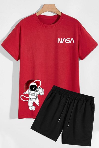 Trend Sizde Unisex Nasa Shorts T-shirt Tracksuit Set