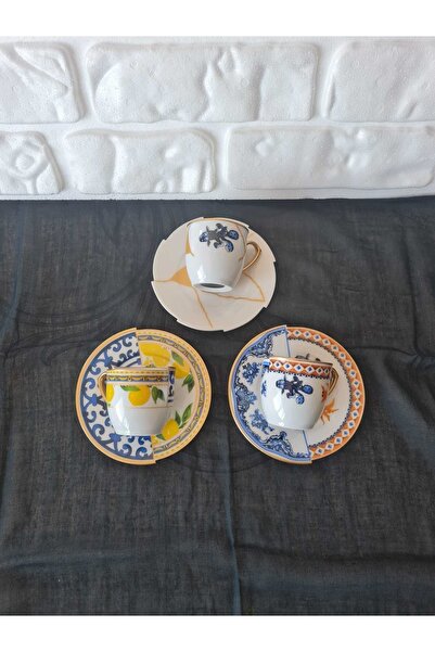 EMİRA HOME Mix Lux Set Turkish Coffee Cup Set for 6 People