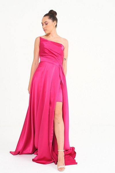 SpringStore Rochie de seară din satin fără bretele Fujya