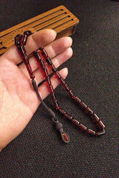 Modalyon 7x11 Mm Fosilli Baltık Damla Kehribar Tesbih El Örmesi Trabzon Kazaziye 14 Gram Ahşap Kutulu