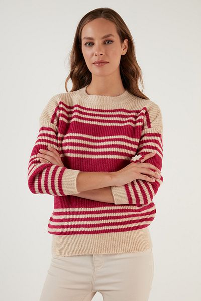 Lela Pulover tricotat cu decolteu în dungi Pulover de damă 4616115