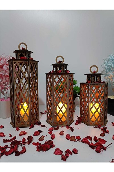 CANLI TAHTAM Ahşap Dekoratif 6 Gen Monstar Mumluk