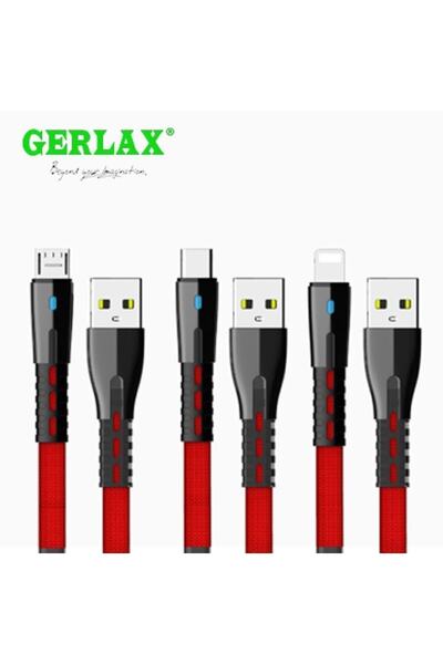 teknosepetim Gd-30 Data Kablosu (ışıklı)usb For Type -c 2.4a 1m Kırmızı Şarj ...