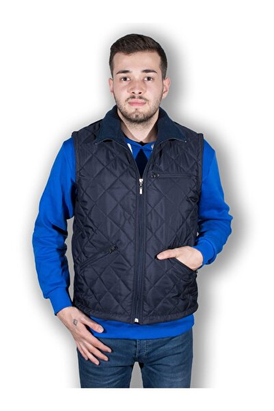 DERİNMAVİTASARIM Men's Fleece Lined Quilted Vest Oversize - Large Size and No...