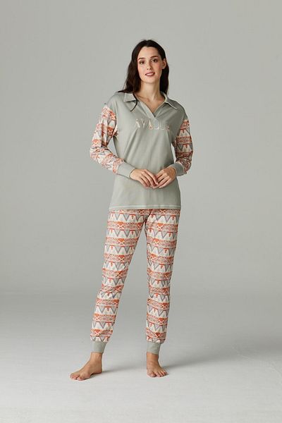 Feyza Pijama Σετ γυναικείες πιτζάμες με γιακά πουκάμισο Lucy
