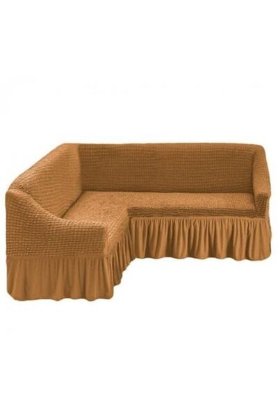 AK LALE Frida Modüler Kanepe Köşe Koltuk Takımı Kılıfı Kiremit Renk Bürümcük Kumaş Pofidik Köşe Örtü