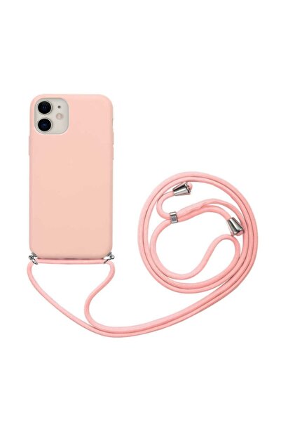 Tria Iphone 11 Kılıf Ipli Boyun Pembe Askılı Içi Kadife Lansman Yumuşak Silik...