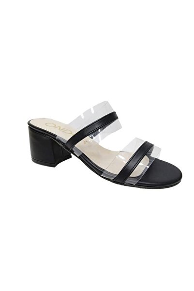 Önder 3093 Шкіряні прозорі жіночі капці на товстому каблуці