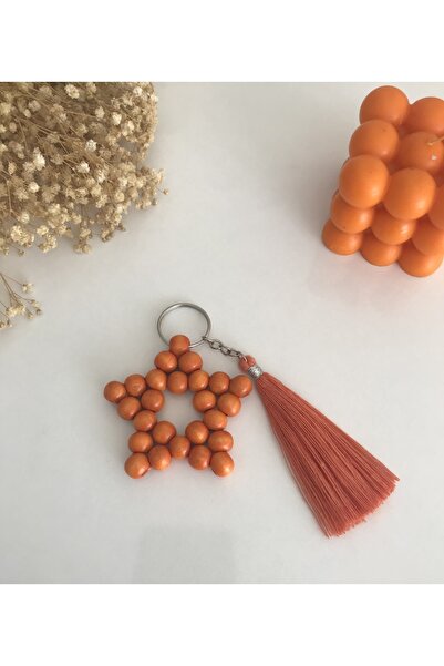 Star Bead Keychain Orange Gift Promise, Engagement, Henna, 20 Pieces Individually Packaged