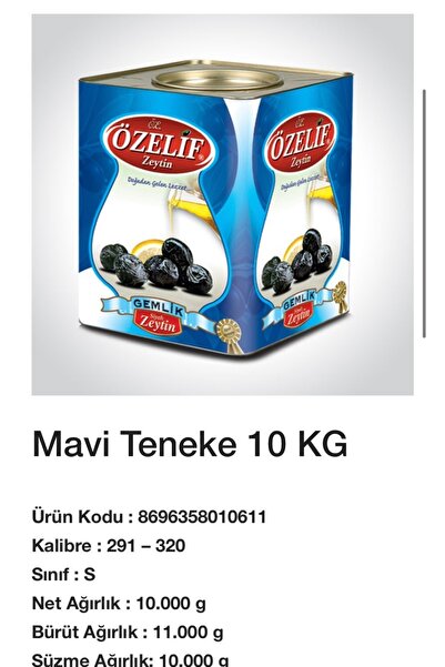 ÖZELİF Mavi Teneke 10 Kg
