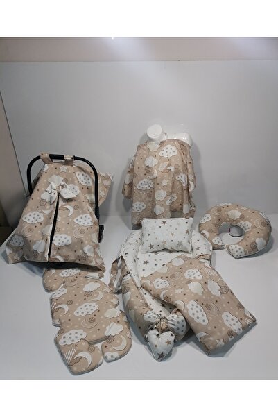 Balamira Kahverengi Bulut Yıldızlı 7 Parça Babynest Seti