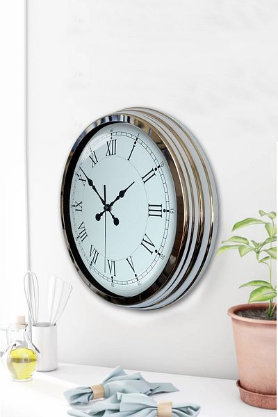 Platin Saat Cadou 40 Cm Ceas de Perete Retro Metal Cromat