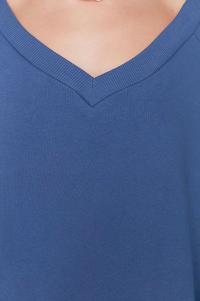 Trendyol Collection Indigo Boat V-Ausschnitt Basic Dickes Fleece Innen Gestricktes Sweatshirt TWOAW23SW00184